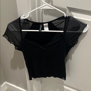 H&M Black Sheer Sleeve Blouse